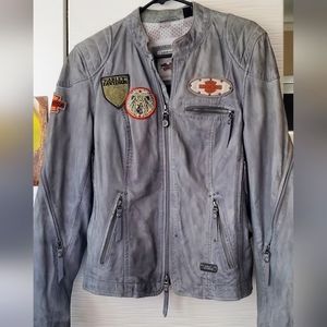 Womens Gray Leather Harley Davidson Jacket. Size Medium